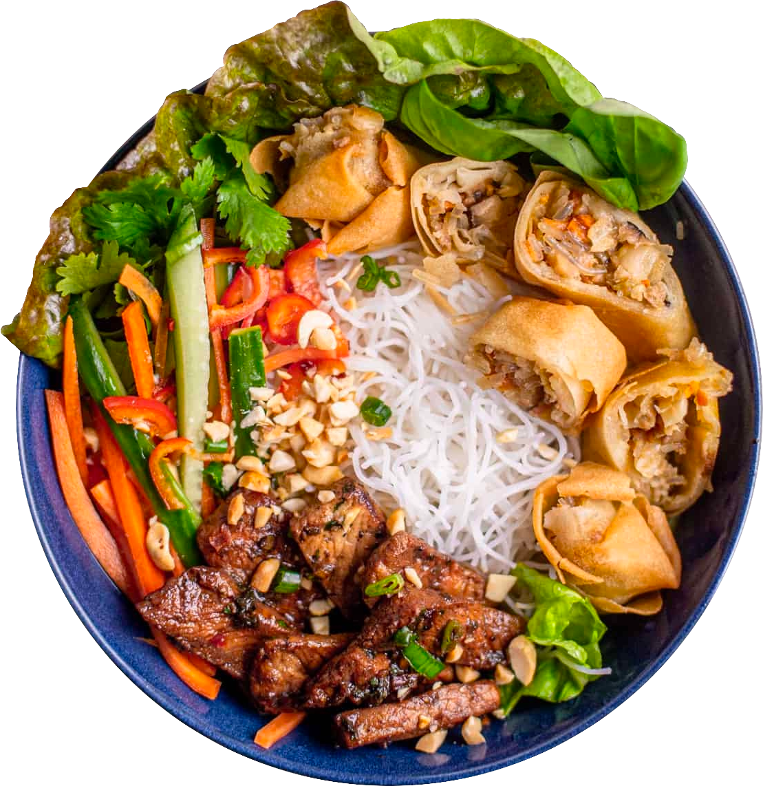 A Vietnamese bun filled with vegetables and vermicelli.