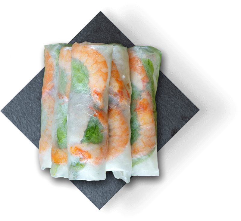 Vietnamese spring rolls with shrimp and fresh greens